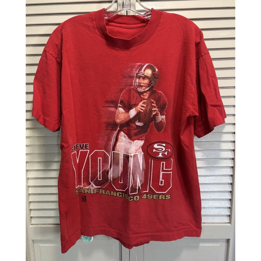 Vintage Steve Young NFL San Francisco 49er Tshirt Large 1995 Single Stitched